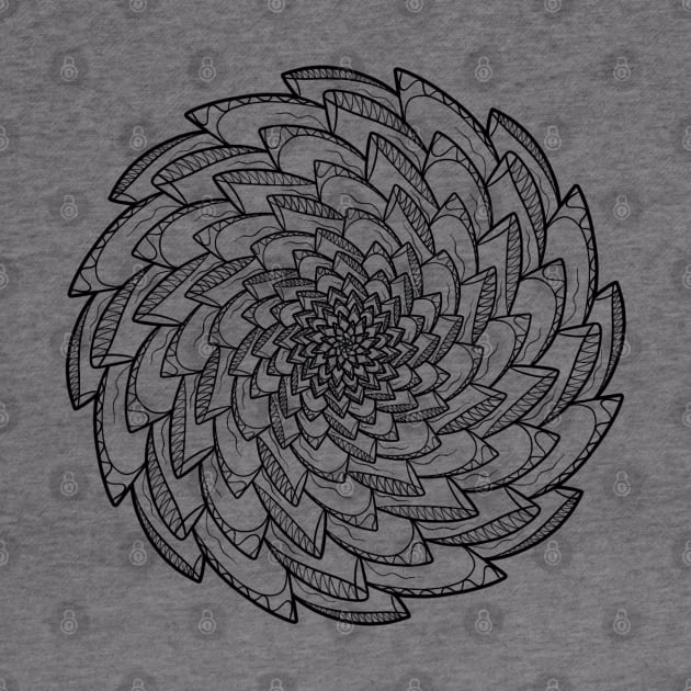 Floral Spiral Mandala Line Art by Print Art Station